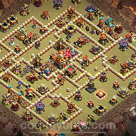 TH16 Anti 3 Stars CWL War Base Plan with Link, Copy Town Hall 16 Design 2025, #111