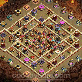 TH16 Anti 2 Stars CWL War Base Plan with Link, Copy Town Hall 16 Design 2024, #35