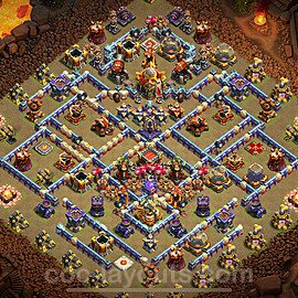 TH16 Anti 3 Stars CWL War Base Plan with Link, Copy Town Hall 16 Design 2024, #52