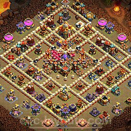 TH16 Anti 3 Stars CWL War Base Plan with Link, Copy Town Hall 16 Design 2024, #64