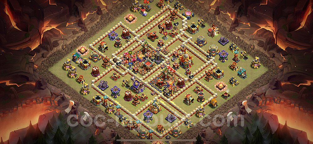 Diseño de aldea para Guerra Anti 3 Estrellas Ayuntamiento 16 Copiar - COC TH16 Perfecta Distribucion 2025 + Enlace - #102