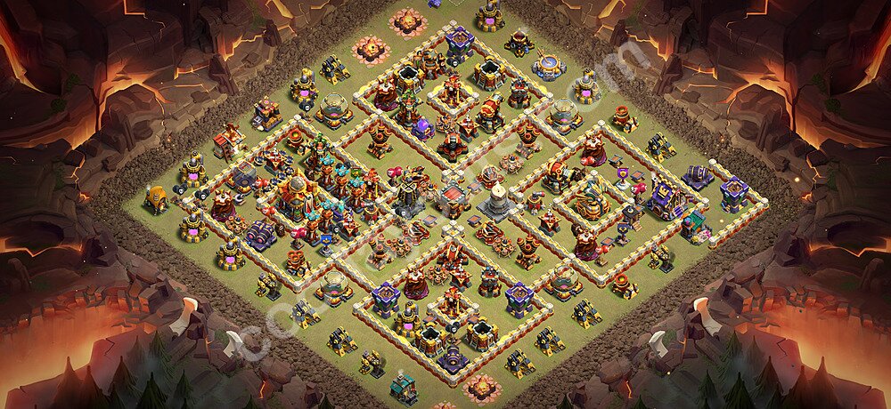 Diseño de aldea para Guerra Anti 3 Estrellas Ayuntamiento 16 Copiar, Anti Aire / Electro Dragón - COC TH16 Perfecta Distribucion 2026 + Enlace - #105