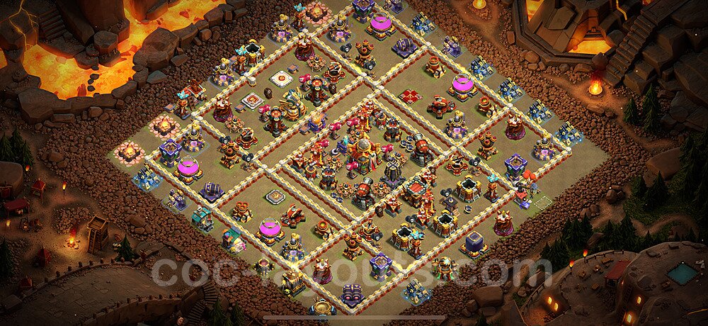 TH16 Anti 2 Stars CWL War Base Plan with Link, Copy Town Hall 16 Design 2024, #11