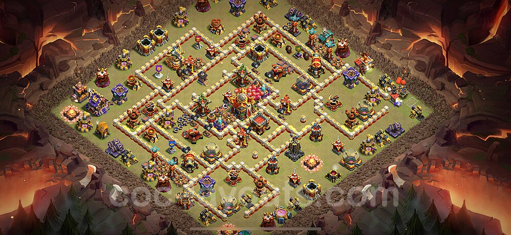 TH16 Anti 3 Stars CWL War Base Plan with Link, Copy Town Hall 16 Design 2025, #111