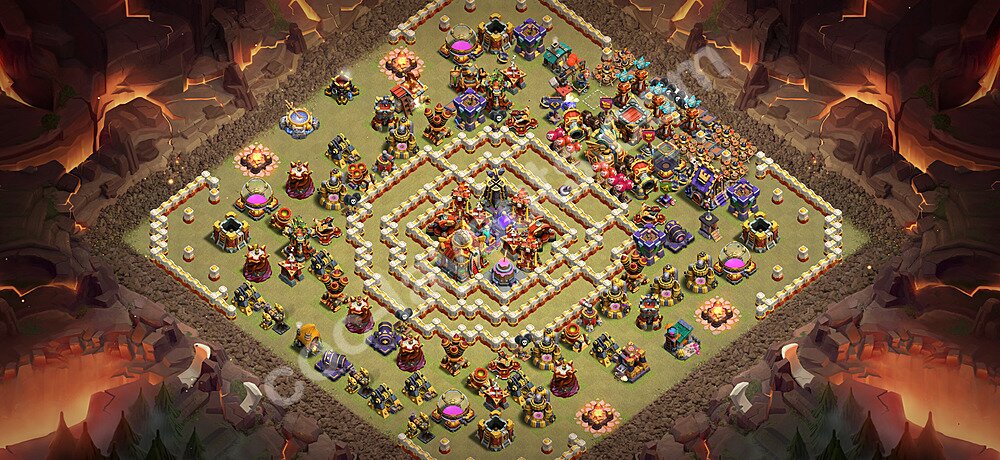 Diseño de aldea para Guerra Anti 3 Estrellas Ayuntamiento 16 Copiar - COC TH16 Perfecta Distribucion 2026 + Enlace - #141