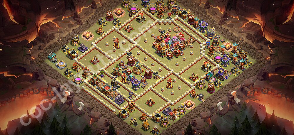 Diseño de aldea para Guerra Anti 3 Estrellas Ayuntamiento 16 Copiar, Anti Todo - COC TH16 Perfecta Distribucion 2026 + Enlace - #142