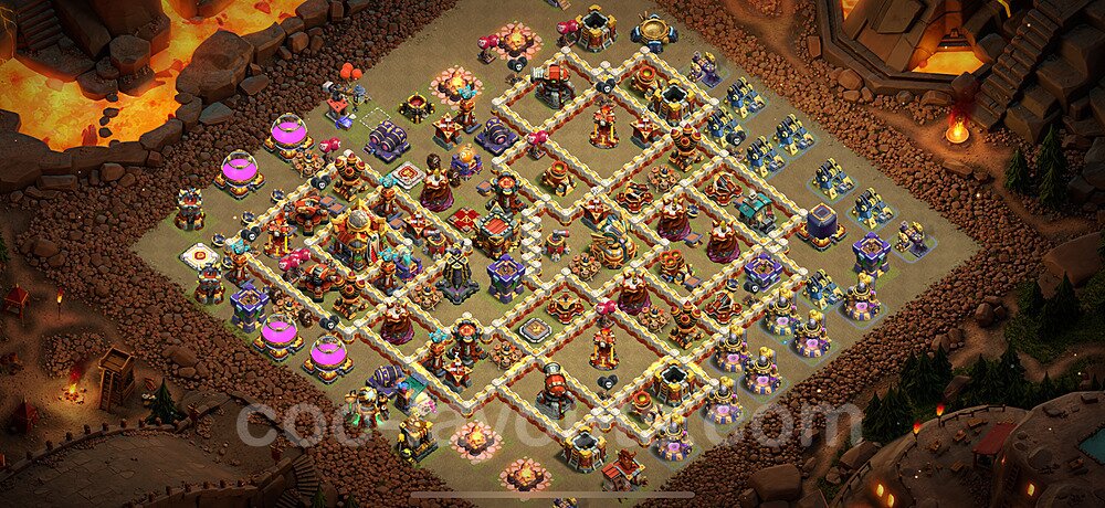 TH16 Anti 2 Stars CWL War Base Plan with Link, Copy Town Hall 16 Design 2024, #4