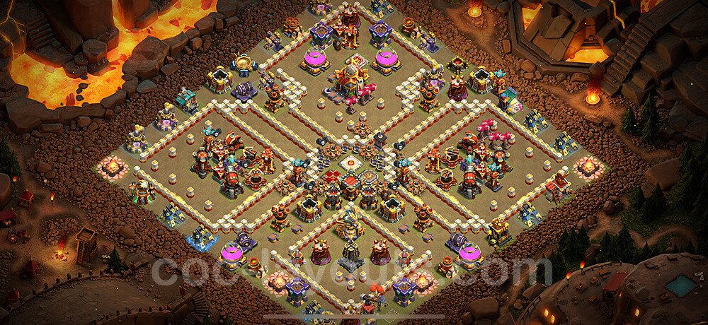 TH16 Anti 2 Stars CWL War Base Plan with Link, Anti Everything, Copy Town Hall 16 Design 2024, #44