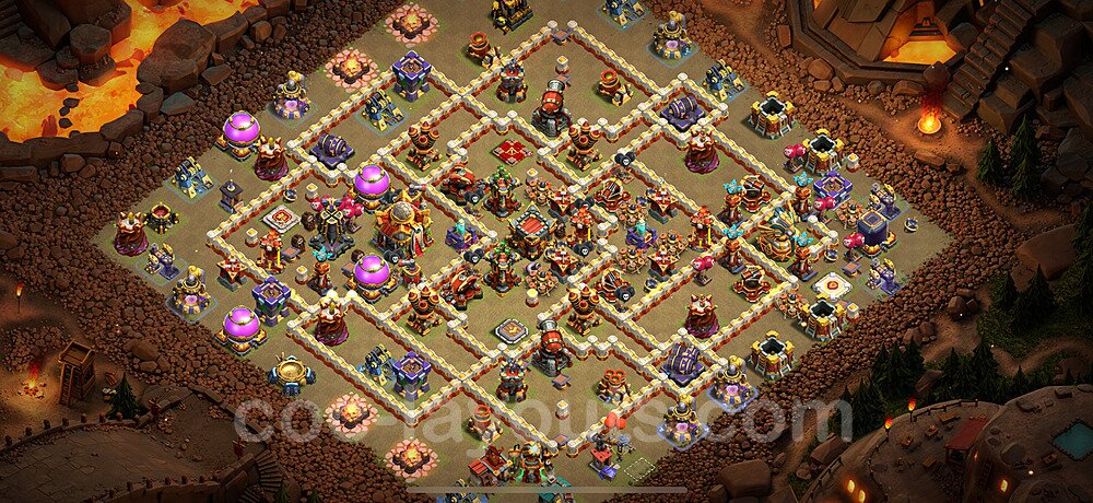 TH16 Anti 2 Stars CWL War Base Plan with Link, Anti Air / Electro Dragon, Copy Town Hall 16 Design 2024, #61