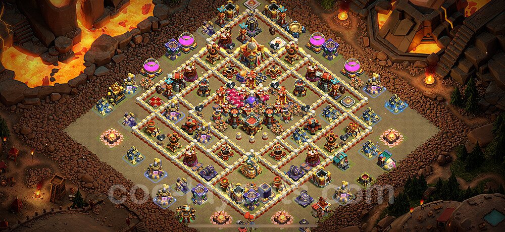 TH16 Anti 3 Stars CWL War Base Plan with Link, Copy Town Hall 16 Design 2024, #64