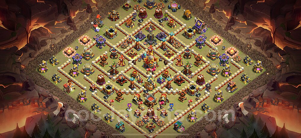 TH16 Anti 2 Stars CWL War Base Plan with Link, Copy Town Hall 16 Design 2025, #89