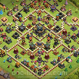 Diseño de aldea Anti 2 Estrellas Ayuntamiento 17 Copiar, Liga de Leyenda - COC TH17 Perfecta Distribucion 2025 + Enlace - #17