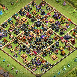 TH17 Trophy Base Plan with Link, Hybrid, Copy Town Hall 17 Base Design 2025, #22