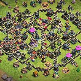TH17 Trophy Base Plan with Link, Hybrid, Copy Town Hall 17 Base Design 2025, #63