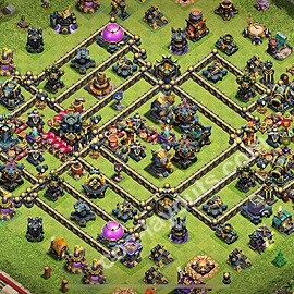 TH17 Trophy Base Plan with Link, Copy Town Hall 17 Base Design 2025, #66