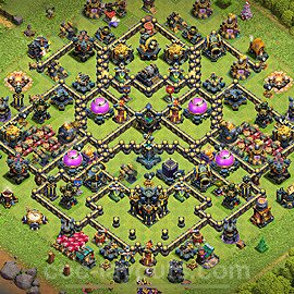 TH17 Trophy Base Plan with Link, Hybrid, Copy Town Hall 17 Base Design 2025, #72