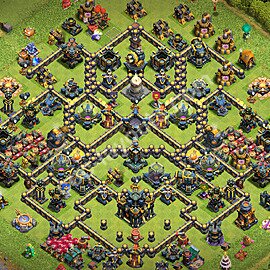 TH17 Trophy Base Plan with Link, Hybrid, Copy Town Hall 17 Base Design 2026, #72
