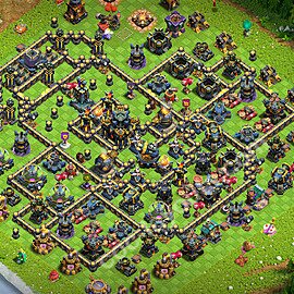 Diseño de aldea para Defensa Ayuntamiento 17 Copiar, Liga de Leyenda, Híbrido - COC TH17 Perfecta Distribucion 2026 + Enlace - #73