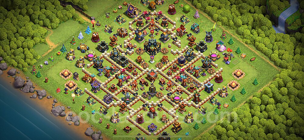 TH17 Trophy Base Plan with Link, Copy Town Hall 17 Base Design 2024, #1