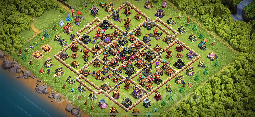 TH17 Trophy Base Plan with Link, Hybrid, Copy Town Hall 17 Base Design 2024, #11