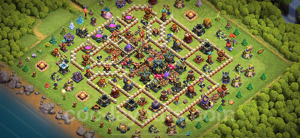 TH17 Anti 2 Stars Base Plan with Link, Hybrid, Copy Town Hall 17 Base Design 2024, #13