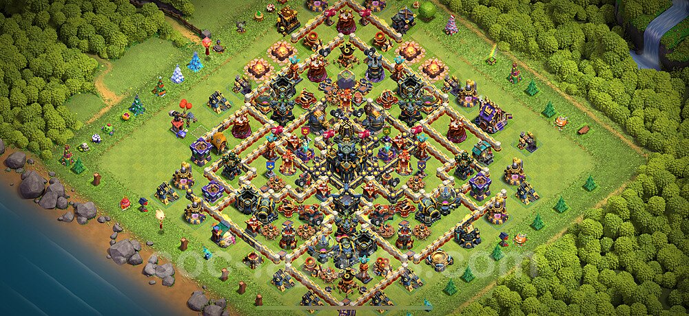 TH17 Anti 2 Stars Base Plan with Link, Hybrid, Copy Town Hall 17 Base Design 2024, #16