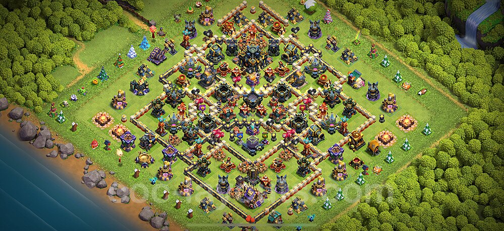 TH17 Anti 3 Stars Base Plan with Link, Hybrid, Copy Town Hall 17 Base Design 2024, #19