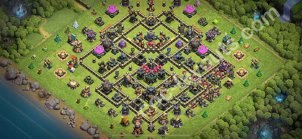 Ustawienie bazy do obrony TH17 z linkiem, Hybrydowy - Ratusz poziom 17 - COC 2025 - #55