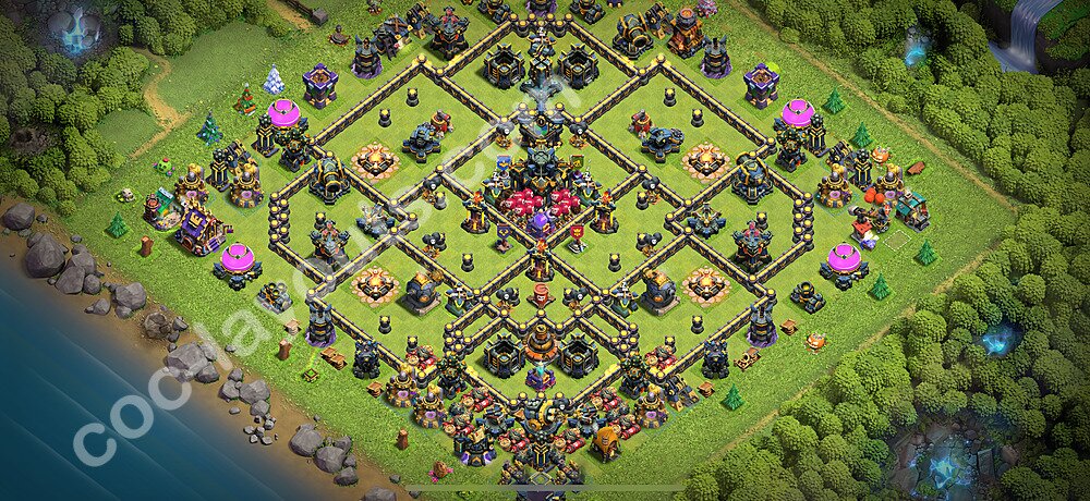 Diseño de aldea Anti 2 Estrellas Ayuntamiento 17 Copiar, Anti Todo - COC TH17 Perfecta Distribucion 2025 + Enlace - #59