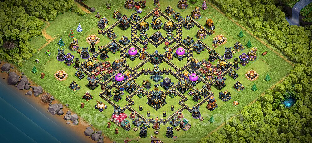 TH17 Trophy Base Plan with Link, Hybrid, Copy Town Hall 17 Base Design 2025, #72