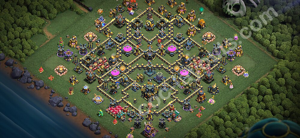 TH17 Trophy Base Plan with Link, Hybrid, Copy Town Hall 17 Base Design 2026, #72