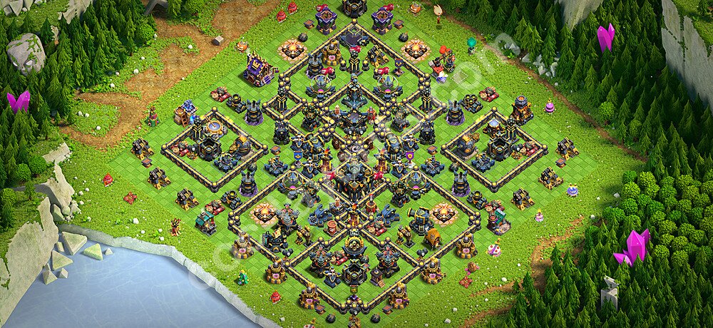 Diseño de aldea Anti 2 Estrellas Ayuntamiento 17 Copiar, Anti Aire / Electro Dragón - COC TH17 Perfecta Distribucion 2026 + Enlace - #75