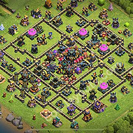Municipio livello 17 Base + Link, Anti tutto, Ibrido - Miglior Disposizione villaggio per Farming COC 2025 TH17 - #28