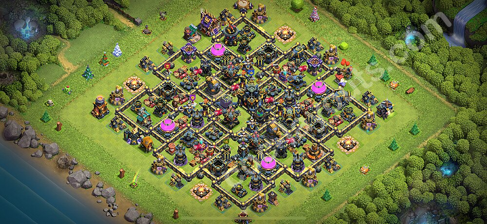 Ustawienie bazy do farma TH17 z linkiem, Hybrydowy - Ratusz poziom 17 - COC 2025, #14