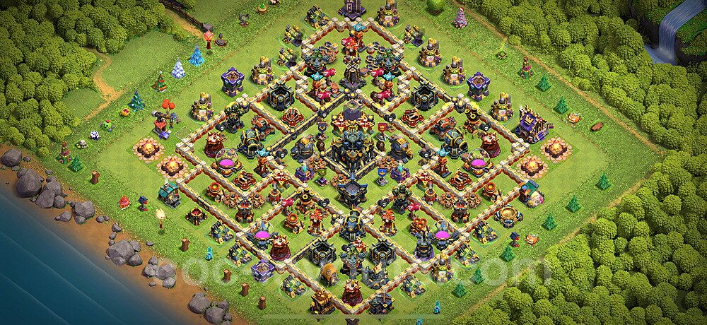 Base plan TH17 (design / layout) with Link, Anti 2 Stars, Hybrid for Farming 2024, #17