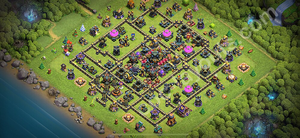 Municipio livello 17 Base + Link, Anti tutto, Ibrido - Miglior Disposizione villaggio per Farming COC 2025 TH17 - #28