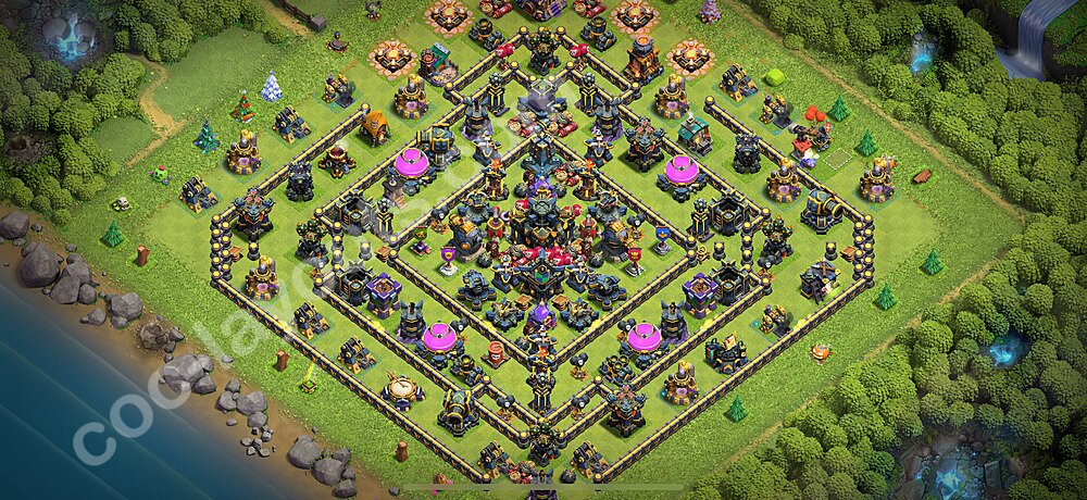 Municipio livello 17 Base + Link, Anti 2 stelle, Ibrido - Miglior Disposizione villaggio per Farming COC 2025 TH17 - #3