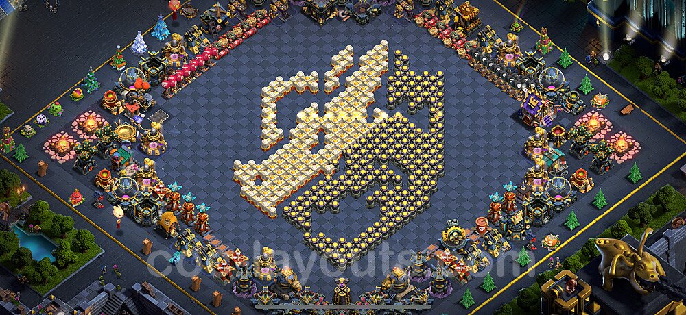 TH17 Funny Troll Base Plan with Link, Copy Town Hall 17 Art Design 2025, #10