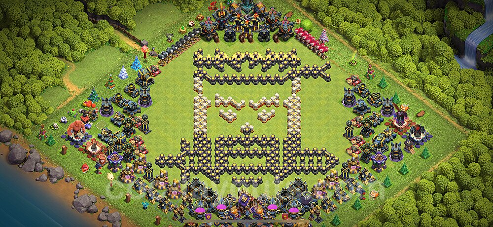 Troll Funny Diseño de aldea Ayuntamiento 17 Copiar - COC TH17 Perfecta Art Distribucion 2025 + Enlace - #18