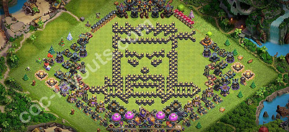 Ustawienie baza Troll Funny TH17 z linkiem - Ratusz poziom 17 - COC 2025 - #18