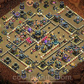 Diseño de aldea para Guerra Anti 3 Estrellas Ayuntamiento 17 Copiar - COC TH17 Perfecta Distribucion 2025 + Enlace - #108