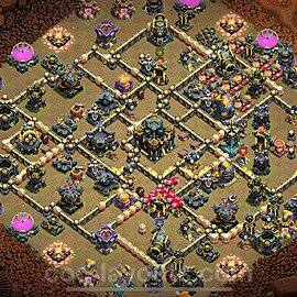 Diseño de aldea para Guerra Anti 2 Estrellas Ayuntamiento 17 Copiar - COC TH17 Perfecta Distribucion 2025 + Enlace - #124