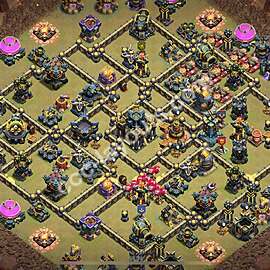 Diseño de aldea para Guerra Anti 2 Estrellas Ayuntamiento 17 Copiar - COC TH17 Perfecta Distribucion 2025 + Enlace - #124