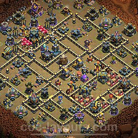 Diseño de aldea para Guerra Anti 3 Estrellas Ayuntamiento 17 Copiar, Anti Todo - COC TH17 Perfecta Distribucion 2025 + Enlace - #142