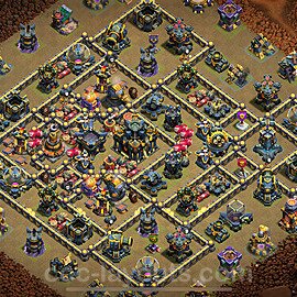 Diseño de aldea para Guerra Anti 2 Estrellas Ayuntamiento 17 Copiar - COC TH17 Perfecta Distribucion 2025 + Enlace - #151
