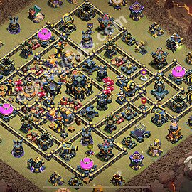 Diseño de aldea para Guerra Anti 2 Estrellas Ayuntamiento 17 Copiar - COC TH17 Perfecta Distribucion 2025 + Enlace - #151