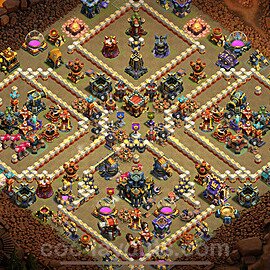 TH17 Anti 2 Stars CWL War Base Plan with Link, Copy Town Hall 17 Design 2024, #17