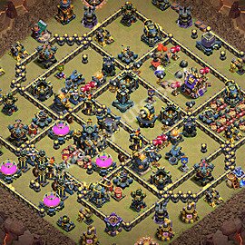 Diseño de aldea para Guerra Anti 3 Estrellas Ayuntamiento 17 Copiar - COC TH17 Perfecta Distribucion 2026 + Enlace - #173