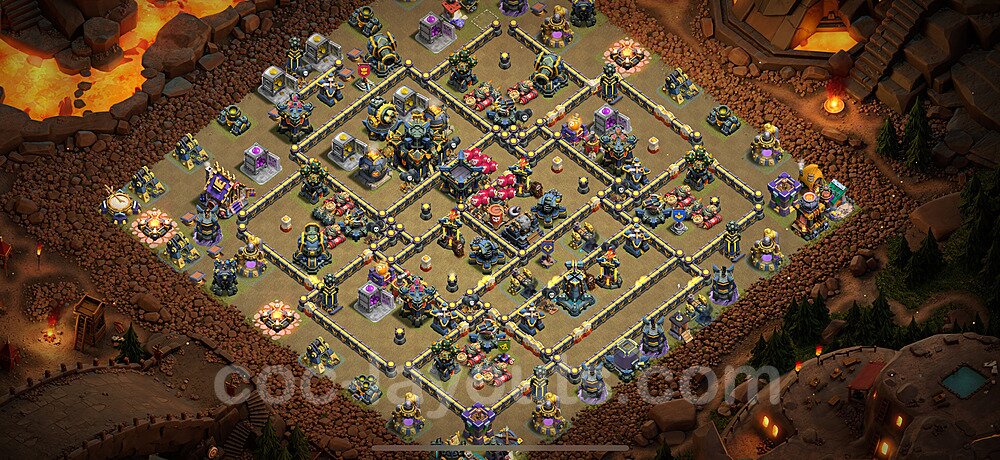 Diseño de aldea para Guerra Anti 3 Estrellas Ayuntamiento 17 Copiar - COC TH17 Perfecta Distribucion 2025 + Enlace - #133
