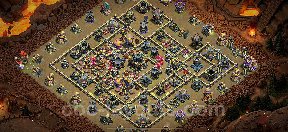 Diseño de aldea para Guerra Anti 2 Estrellas Ayuntamiento 17 Copiar - COC TH17 Perfecta Distribucion 2025 + Enlace - #151
